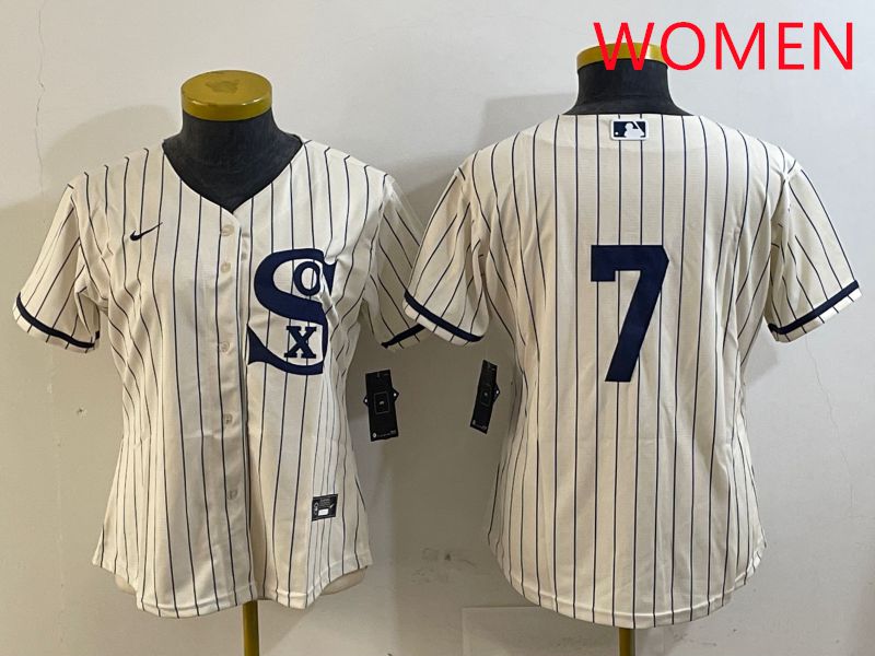 Women Chicago White Sox #7 No Name Cream Stripe Dream Edition Game 2025 Nike MLB Jersey style 1->women mlb jersey->Women Jersey